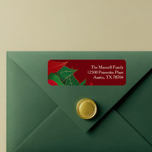 Elegant Red Christmas Botanical Return Address