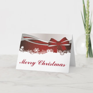 Elegant Red Christmas Bow Holiday Card