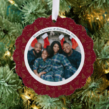 Elegant Red Christmas & Happy New Year Two Photos