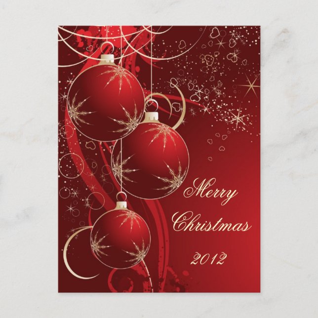 Elegant Red Christmas Holiday Postcard (Front)
