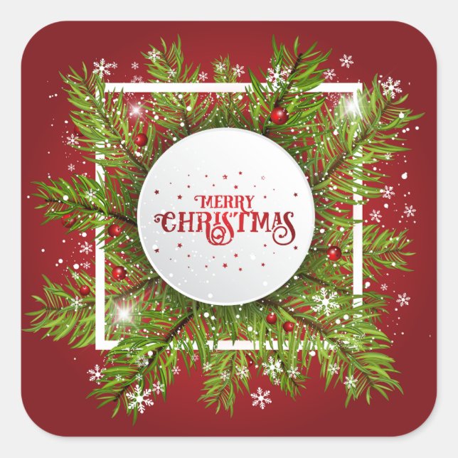 Elegant Red Christmas Holiday | Sticker (Front)