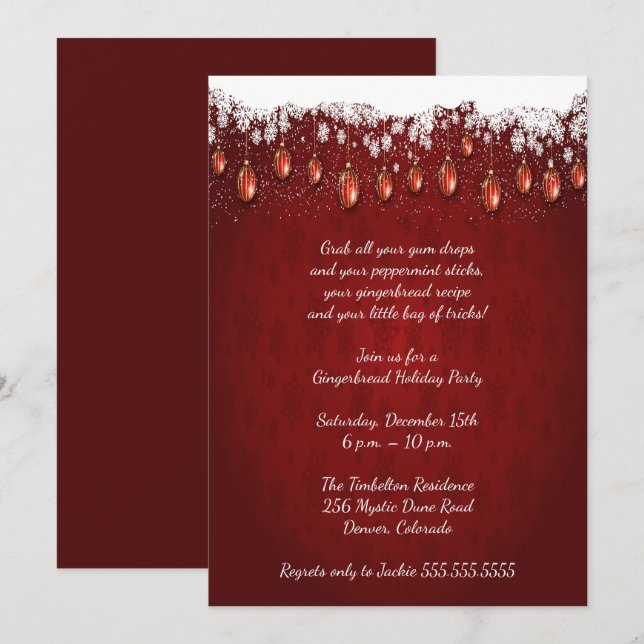Elegant Red Christmas Party Invitation (Front/Back)
