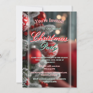 Elegant Red Christmas Party Invitation