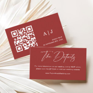 Elegant Red Christmas Wedding Website Enclosure Card