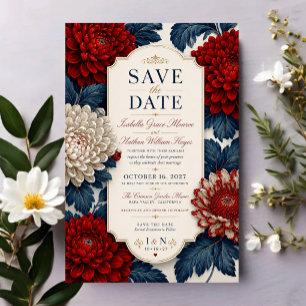 Elegant Red Chrysanthemum Flora Save The Date