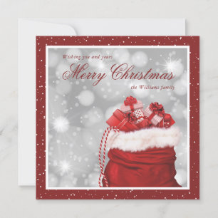 Elegant Red Classic Merry Christmas Holiday Card