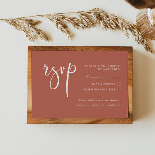 Elegant Red Clay RSVP card with meal choice