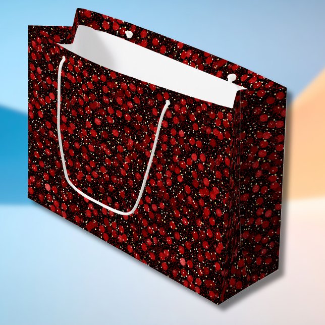 Elegant Red Confetti on Black Glitter Style Large Gift Bag (Creator Uploaded)