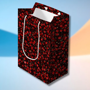 Elegant Red Confetti on Black Glitter Style Medium Gift Bag