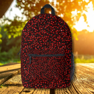 Elegant Red Confetti on Black Glitter Style Printed Backpack