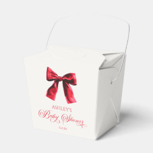Elegant Red Coquette Bow Baby Shower Favour Box