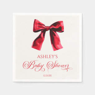 Elegant Red Coquette Bow Baby Shower Napkin