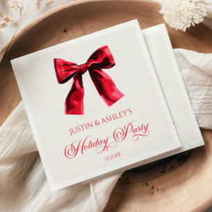 Elegant Red Coquette Bow Holiday Party Napkin