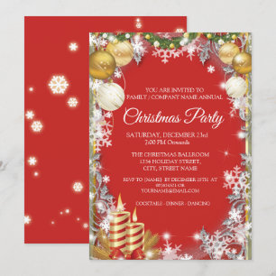 Elegant Red Corporate Christmas Holiday Party Invitation