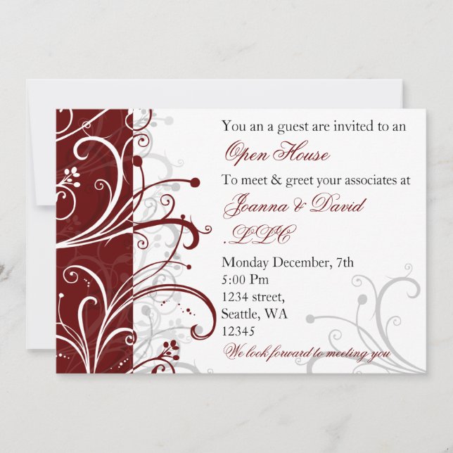elegant red Corporate party Invitation (Front)