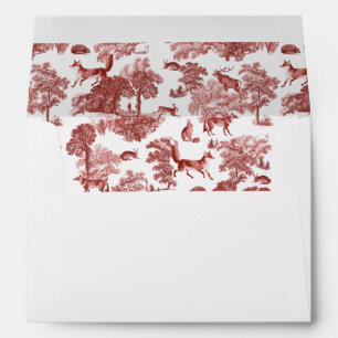 Elegant Red Country Toile Fox Hares Deer Envelope