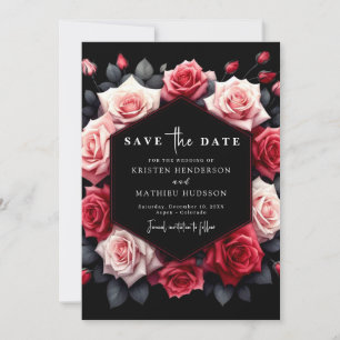 Elegant Red Crimson Red Wedding Save The Date