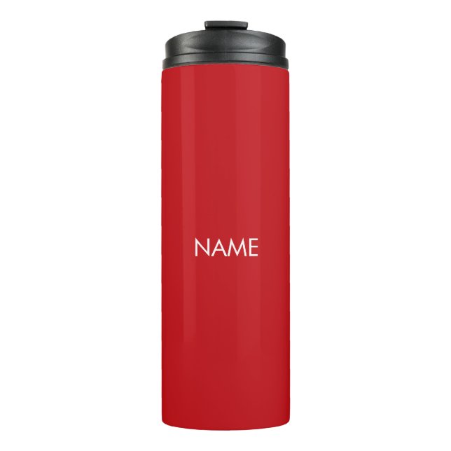 Elegant red custom name text monogram thermal tumbler (Front)
