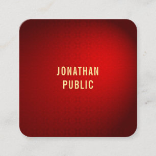 Elegant Red Damask Gold Text Trendy Template Square Business Card