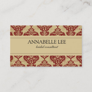 Elegant Red Damask Profile Business Card