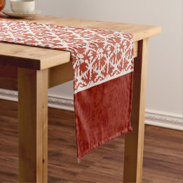 Elegant Red Damask Star Pattern Christmas Short Table Runner
