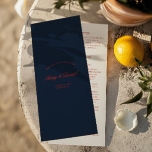 Elegant Red & Dark Black Blue Wedding Ceremony Programme