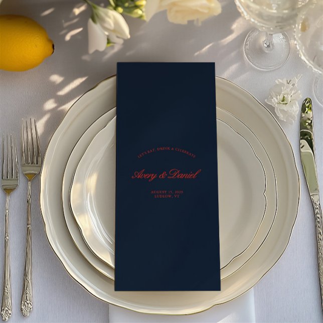Elegant Red & Dark Black Blue Wedding Menu (Elegant Red & Dark Black Blue Wedding Menu)