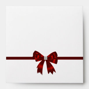Elegant Red Diamond Bow Invitation Envelope Red