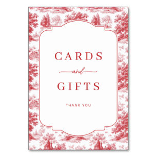 Elegant Red Engraver Pastoral Border Table Number
