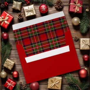 Elegant Red Envelope with Tartan Liner