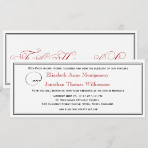 Elegant Red Faith Hope Love Wedding Invitation