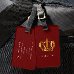 Elegant Red Faux Gold Crown Luggage Tag<br><div class="desc">Personalised Elegant Red Faux Gold Crown Luggage Tag.</div>