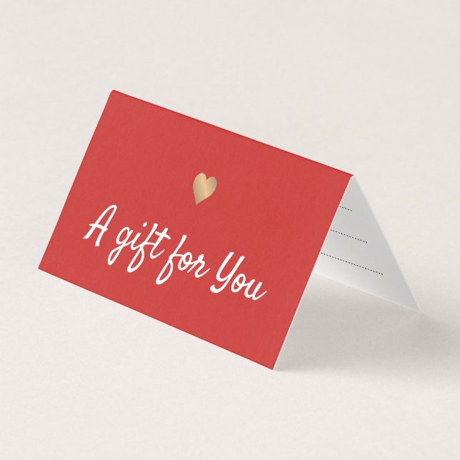 Elegant Red Faux Gold Heart Gift Certificate (Front)