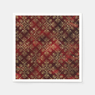 Elegant Red & Faux Gold  Vintage Christmas  Napkin