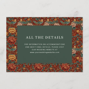 Elegant Red Floral Avian Motive Enclosure Card