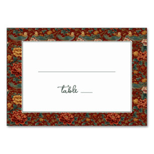 Elegant Red Floral Border Table Number