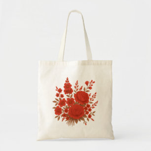 Elegant Red Floral Bouquet with Roses Romantic Tote Bag