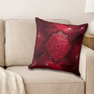 Elegant Red Floral Cushion