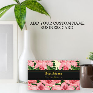 Elegant Red Floral Custom Name Business Card