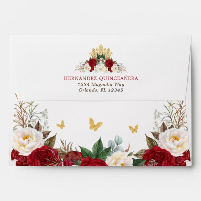 Elegant Red Floral Envelope (Back (Top Flap))