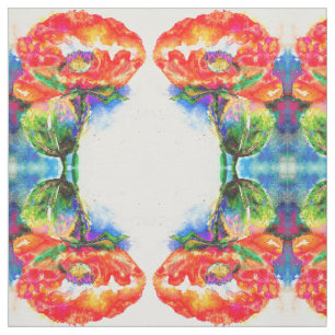 Elegant red floral flowers red poppies fabric