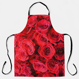 Elegant red floral flowers Red Roses rose garden Apron