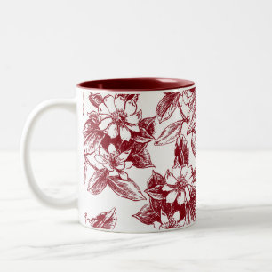 Elegant Red Floral Line Art Mug