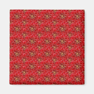 Elegant Red Floral Pattern Magnet