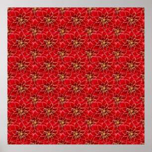 Elegant Red Floral Pattern Poster