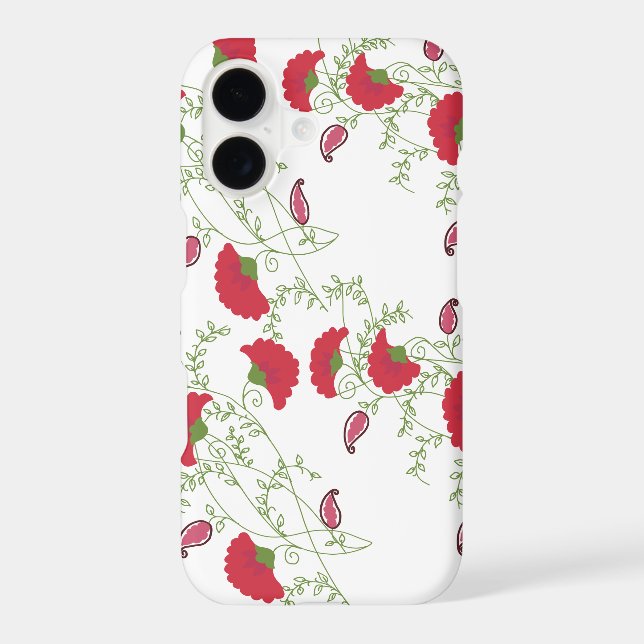 . Elegant Red Floral Pattern White Samsung Galaxy  S21+ Case (Back)