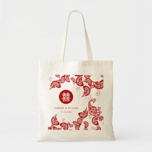 Elegant Red Floral Peacock Chinese Wedding Bag