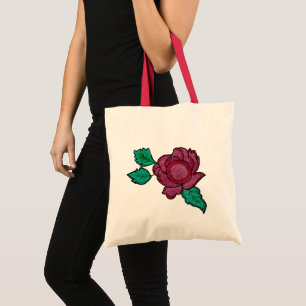Elegant Red Floral Rose Tote Bag