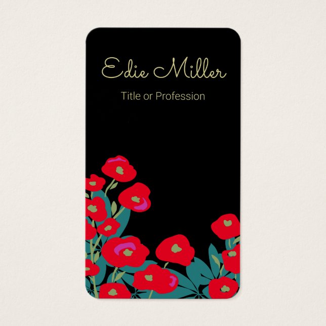 Elegant Red Floral Script  (Front)