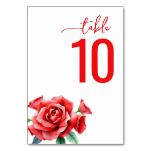 Elegant Red Floral Table Number